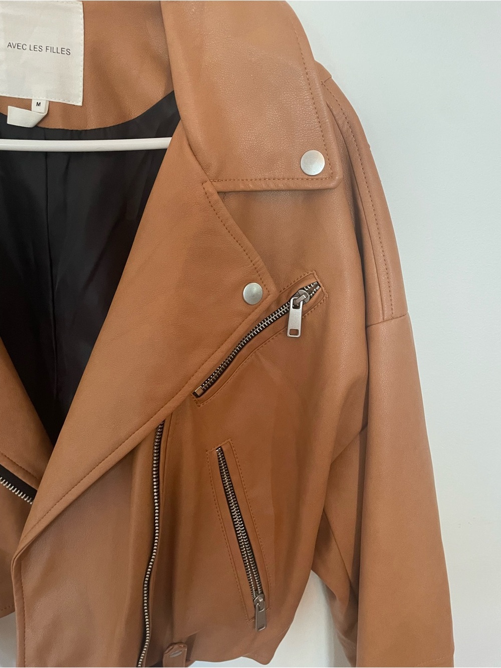 Avec Les Filles Caramel Faux Leather Moto Jacket - Picture 3 of 6